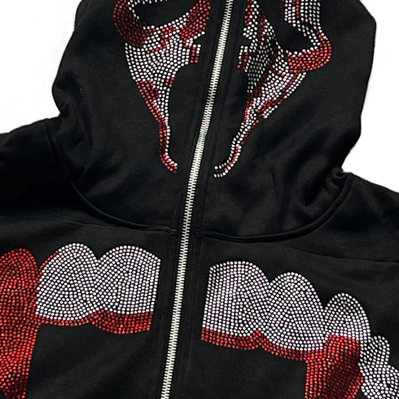 Śliczna bluza Y2K "Teeth zip"
